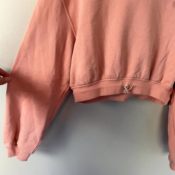 FOR LOVE & LEMONS Josie Cropped Sweatshirt in Coral Pink EUC SZ XL - Picture 7 of 16